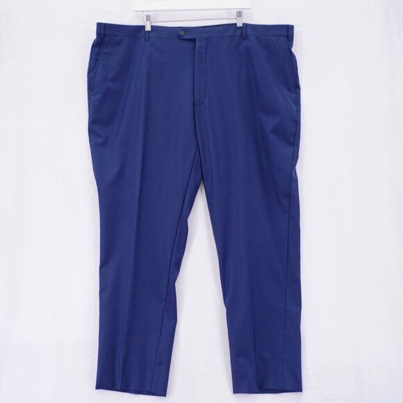 Joseph Abboud Joe Wool Blue Twill Dress Pants Trousers 48 / 32 High Rise Flat Fr - Picture 1 of 7
